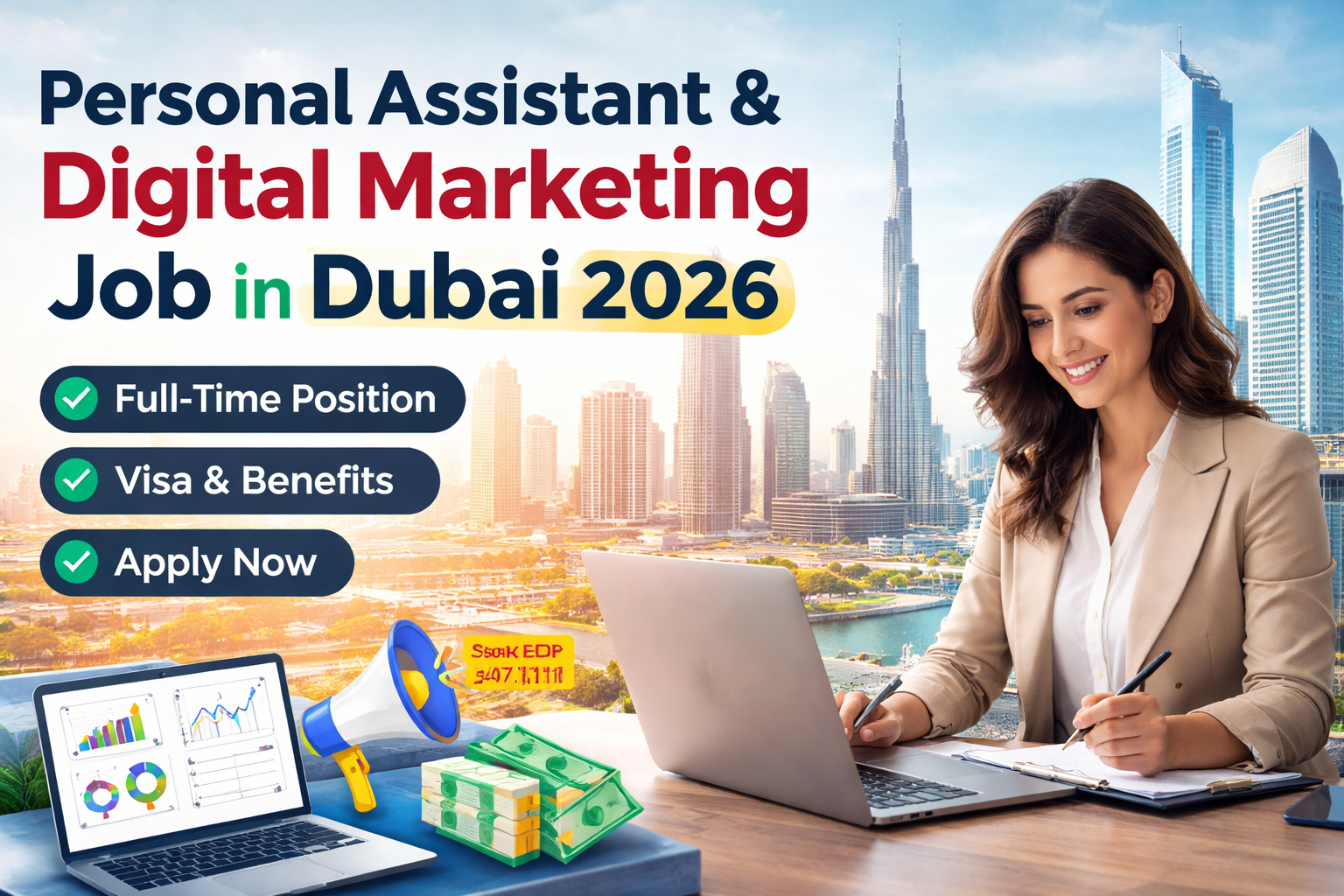 Personal Assistant and Digital Marketing job in Dubai with salary AED 7000