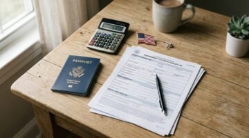 $100,000 H-1B fee 2026 — US work visa application and passport on a desk