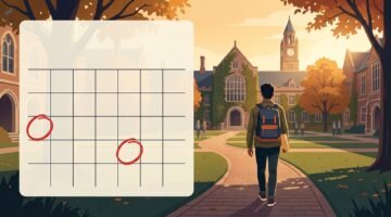 F-1 visa new rules 2026 illustration showing a student on campus with two key deadline dates circled on a calendar