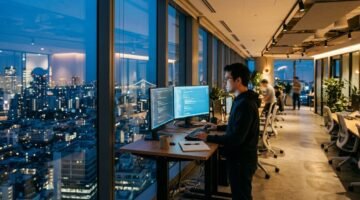Engineer working in a global tech office, illustrating IT jobs with H-1B sponsorship in 2026