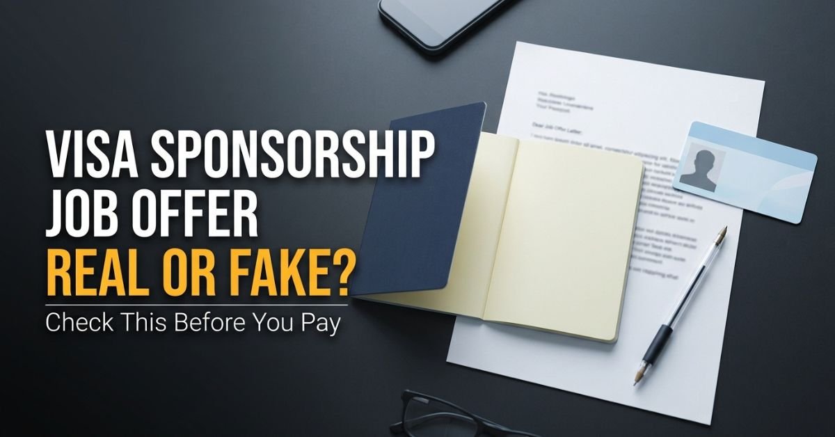 Passport, work permit card and job offer letter used to verify visa sponsorship