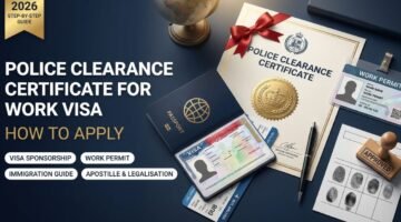 police clearance certificate for work visa with passport, visa and work permit