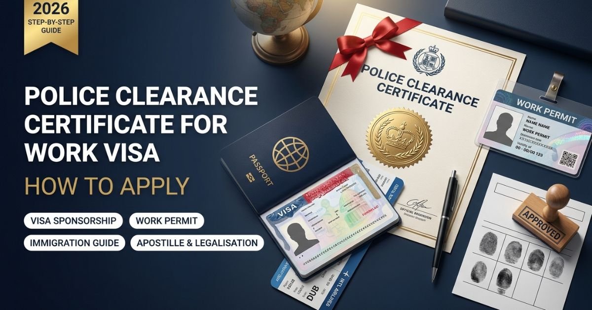 police clearance certificate for work visa with passport, visa and work permit