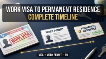 Work visa to permanent residence complete timeline with visa, work permit and PR card