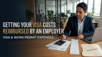 Getting Your Visa Costs Reimbursed By An Employer: worker organising receipts for an expense claim