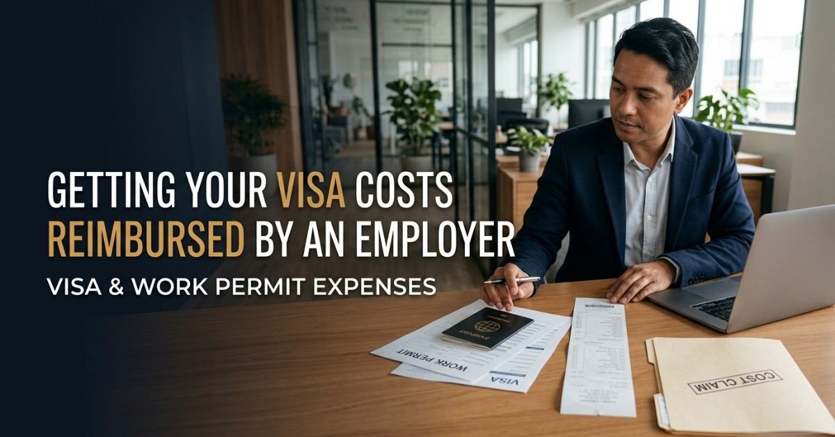 Getting Your Visa Costs Reimbursed By An Employer: worker organising receipts for an expense claim